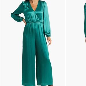 Nordstrom Floret Studios Textured Long Sleeve Satin Jumpsuit Size S